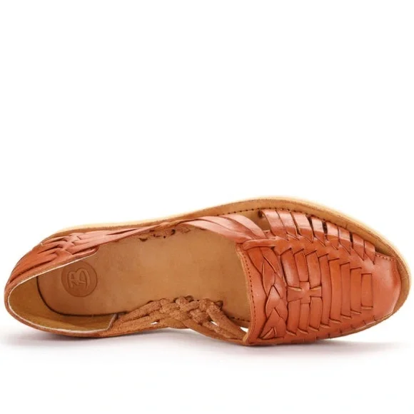 Bottomless Tan Leather Huarache Sandals - Picture 6 of 7
